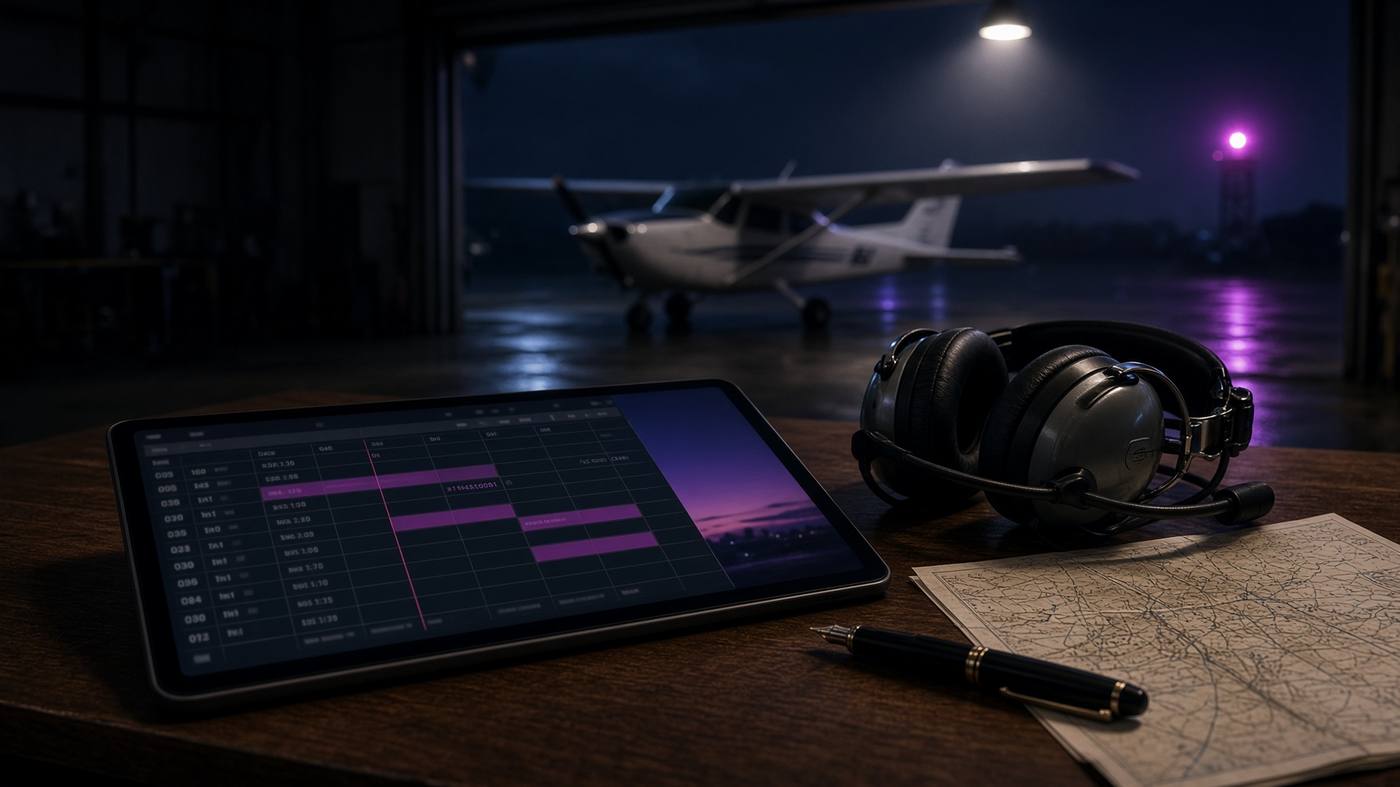 Night dispatch desk with a day-board on a tablet